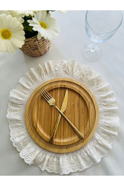 eyma home Σετ μποέμ ακατέργαστο λινό Fisto βολάν supla (6 τμχ)