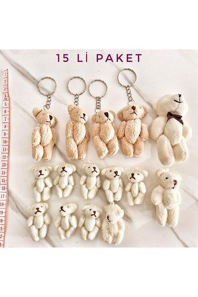 pegu baby collection دمية دب قطيفة مكونة من 15 قطعة، سلسلة مفاتيح، إكسسوارات حقيبة، هدية