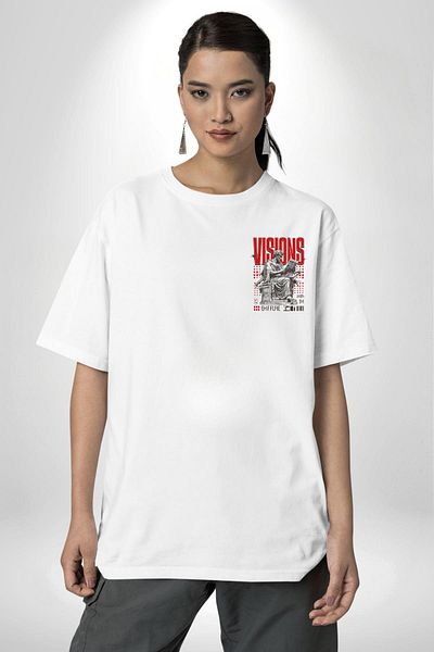 Angemiel Vision Greek Philosophy White Oversize Women's Men's Front Minimal Printed T-Shirt