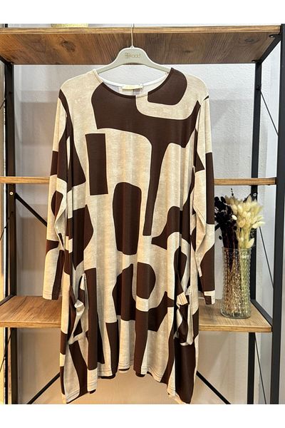 ÖZNE BUTİK Women's 100% Cotton Lycra A-Line Pocket Combed Cotton Tunic