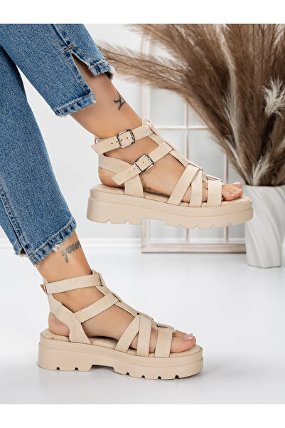 mei Γυναικεία Σανδάλια με Χαμηλή Σόλα 5HXS20 Μπεζ | Mei