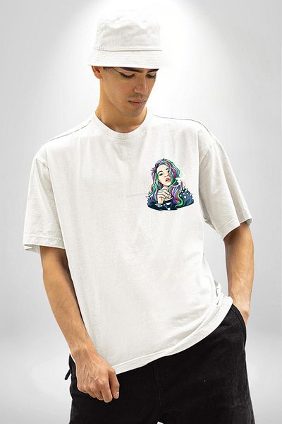 Angemiel Wash the Bans, Catch the Colors! White Oversize Women's Men's Front Minimal Printed T-Shirt