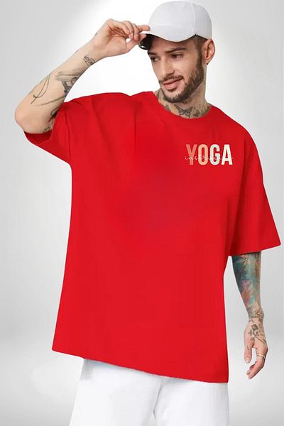 Angemiel Yoga Trainer Red Oversize Women's Men's Front Minimal Printed T-Shirt