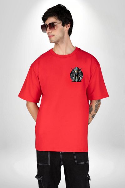 Angemiel Anuket Goddess of Fertility and Protection Egyptian Red Oversize Women Men Front Minimal Printed T-Shirt