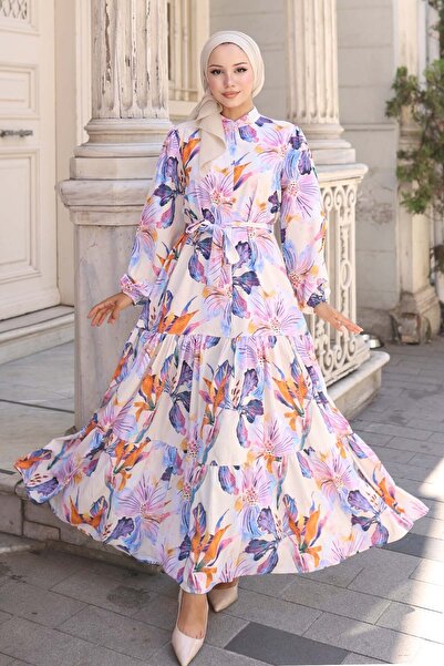 benguen Φόρεμα Hijab με σχέδιο λιλά 572