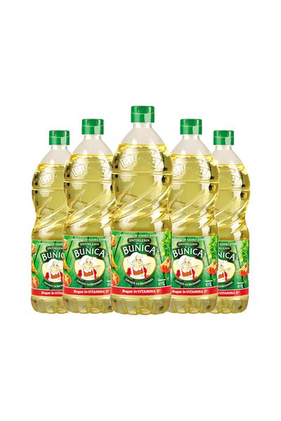 Bunica Set of 6 bottles of sunflower oil with vitamin D Grandma's Oil 1 L