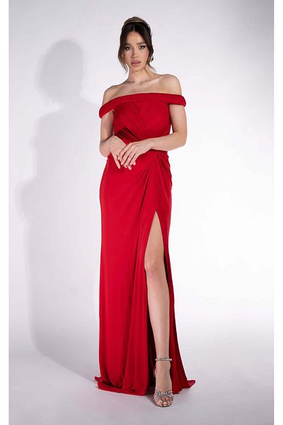 BOGAS Long Red Women's Dress Rehise