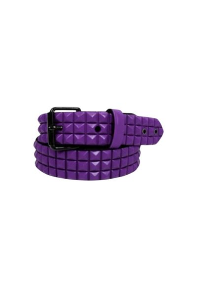 targay Pyramid Studded Belt Gothic Punk Metallica Style Belt Purple