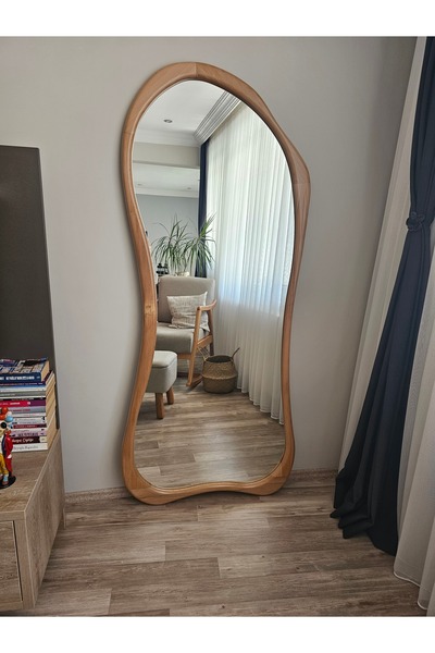 UĞURLU HOME 180x80 Doğal Ahşap Boy Aynası – Natürel Renk Asimetrik El Yapımı ...