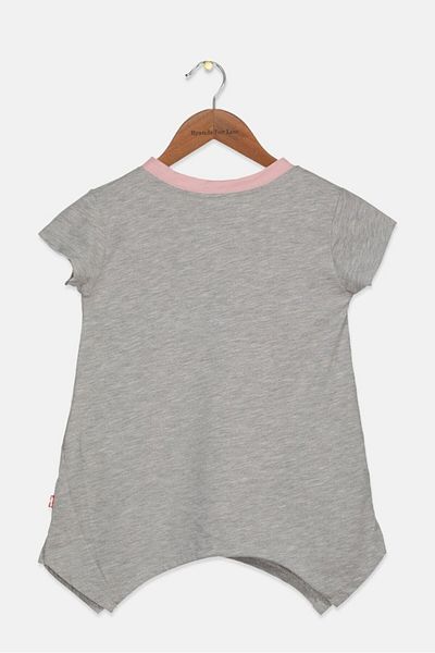 Levi's Toddlers Girl Crew Neck Short Sleeve Brand Logo Top, Grey