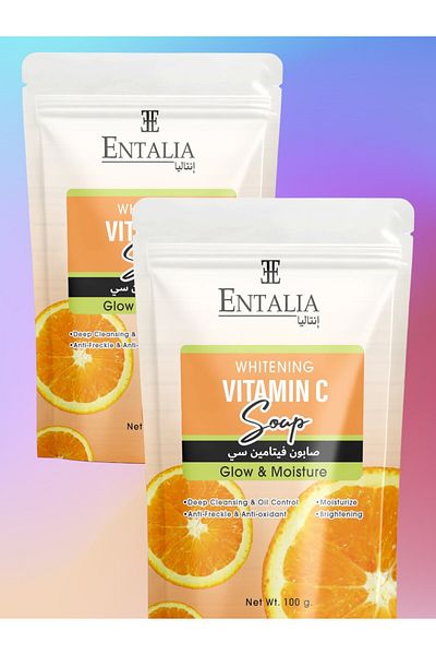 ENTALIA 2 pieces of Thai Vitamin C soap for moisturizing, whitening and lightening the body and face, anti-freckles and antioxidants, 100g