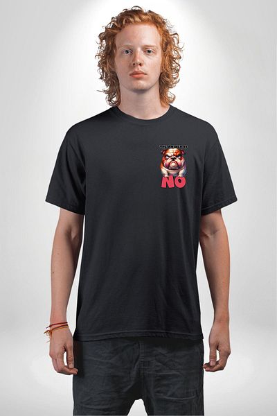 Angemiel Exact Answer No Irritable Bulldog Black Oversize Women Men Front Minimal Printed T-Shirt