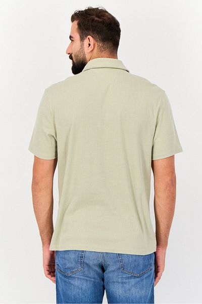 Vince Camuto Men Regular Fit Solid Quarter Zip Short Sleeves Polo Shirt, Sage Green