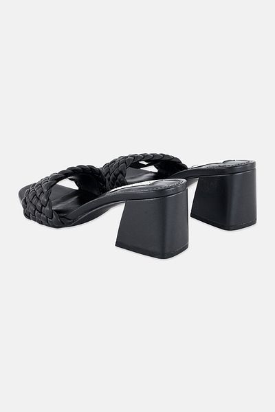 Steve Madden Women Slip On Leather Sandal, Black
