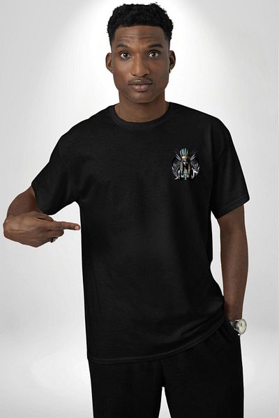 Angemiel Anuket Goddess of Fertility and Protection Egyptian Black Oversize Women's Men's Front Minimal Printed T-Shirt