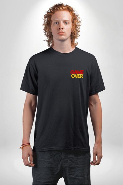 Angemiel Game over Printed Graphic Black Oversize Women Men Front Minimal Printed T-Shirt for Game Enthusiasts