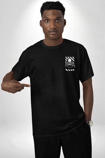 Angemiel Black White Sports Hatchback Car Black Oversize Women Men Front Minimal Printed T-Shirt