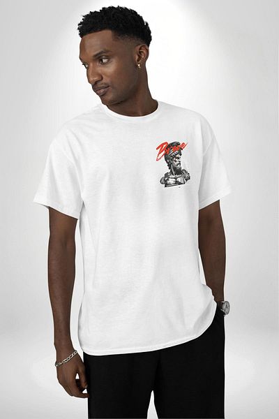 Angemiel تي شيرت Braveheart White Oversize للنساء والرجال مطبوع من الأمام