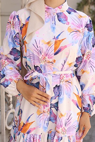 benguen Φόρεμα Hijab με σχέδιο λιλά 572