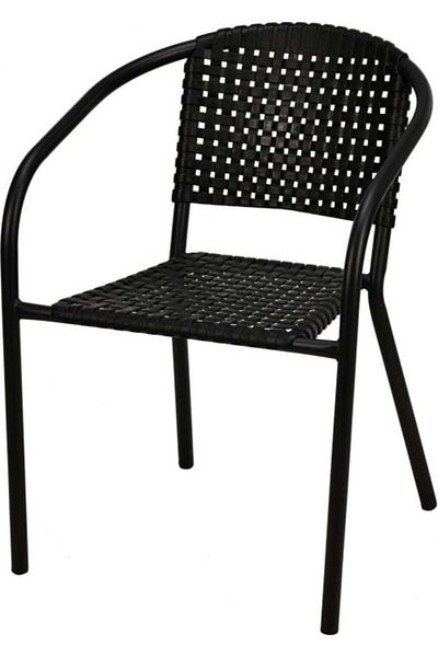 Koopman Scaun de grădină cu spătar împletit, cadru metalic, design modern