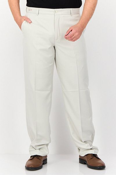 Greg Norman Men Regular Fit Plain Chino Pants, Light Grey