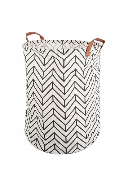 Welora Foldable basket for toys with handles, Capacity 45 L, 40cm high, Black and White - Black/White