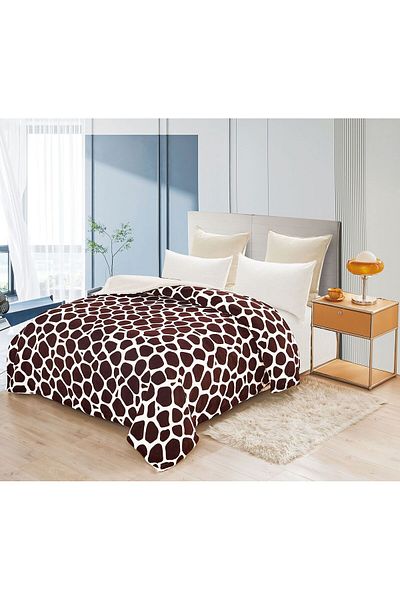 FIONNA.RO Cocolino Blanket With Fur - Giraffe Animal Print