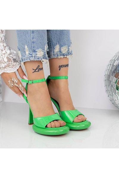 mei Sandale Dama cu Toc subtire si Platforma 2KV72 Verde Mei