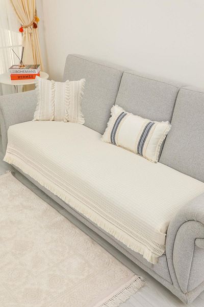 Aisha's Design Lace Embroidered 3-Piece Sofa Cover, 87X210 Cm, Ko-41
