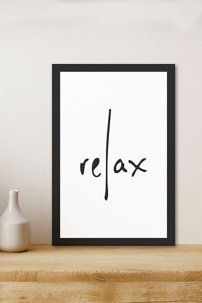 Zevahir Mobilya Dekorasyon 1 Piece Relax Written Wooden Black Frame Look Mdf Table