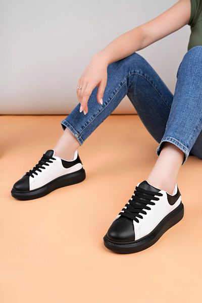 Luis a Costa Lc109 White Black Skin Black Sole Women's Sneaker