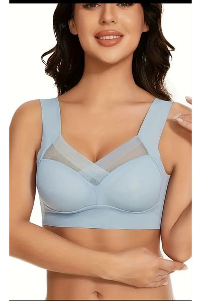 ARONA Women's Yoga and Sports Bra Wide Strap Breathable Mesh Front Closure Seamless Bra