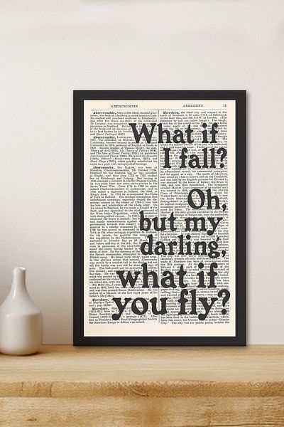 Zevahir Mobilya Dekorasyon 1 Piece What if I Fall Written Wooden Black Frame Look Mdf Table