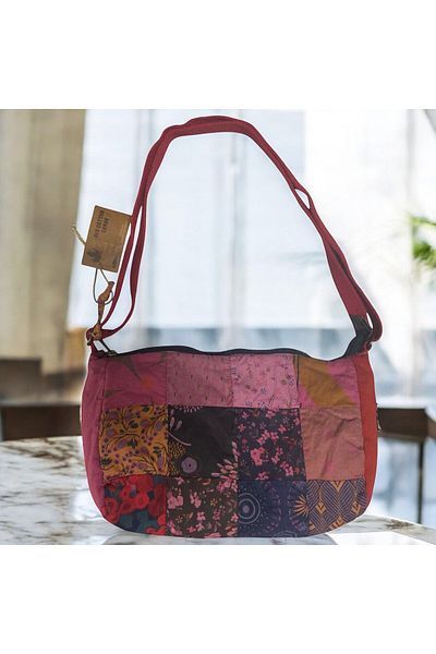 Old Cotton Vintage Colorful Ethnic Shabby Small S Size Beach Daily Catcher Women's Shoulder Bag 28m X 17cm