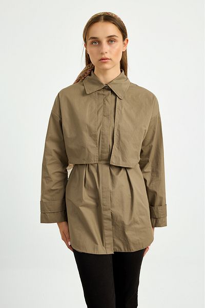 Birgül Bektaş Khaki Windbreaker Detailed Shirt