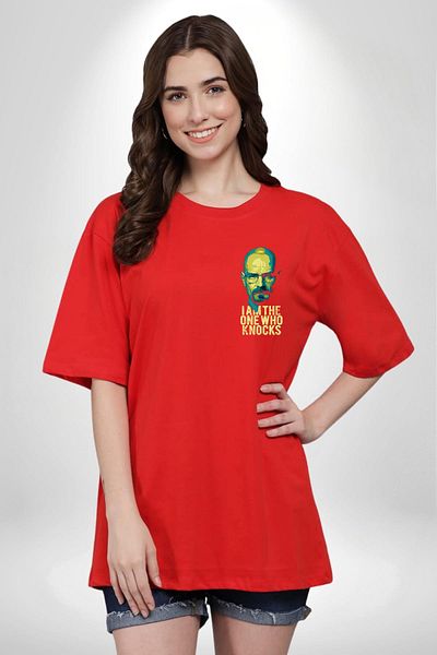 Angemiel تي شيرت Breaking Bad Walter White Magic باللون الأحمر كبير الحجم للنساء والرجال مطبوع من الأمام