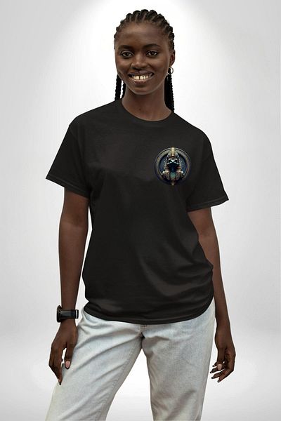 Angemiel Heqet Goddess of Birth and Rebirth Black Oversize Women Men Front Minimal Printed T-Shirt