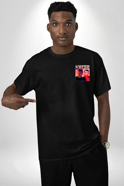 Angemiel Sam Smith Music Black Oversize Women's Men's Front Minimal Printed T-Shirt