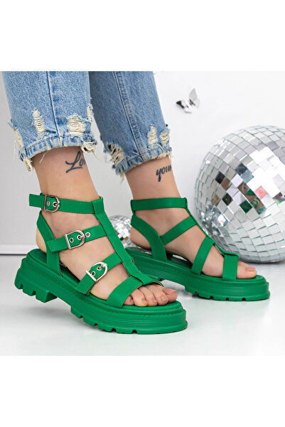 mei Γυναικεία Σανδάλια με Χαμηλή Σόλα 3HXS51 Πράσινα | Mei