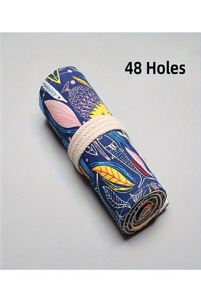 BABUN 48 Holes Cloth Fabric Washable Large Wide Capacity Roll Foldable Painter Artist Pen Holder