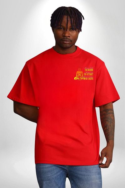 Angemiel Thoughts, Feelings, and Dreams Yoga Red Oversize Women Men Front Minimal Printed T-Shirt