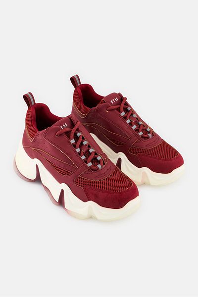 Steve Madden Women City Soul Lace Up Casual Shoes, Maroon