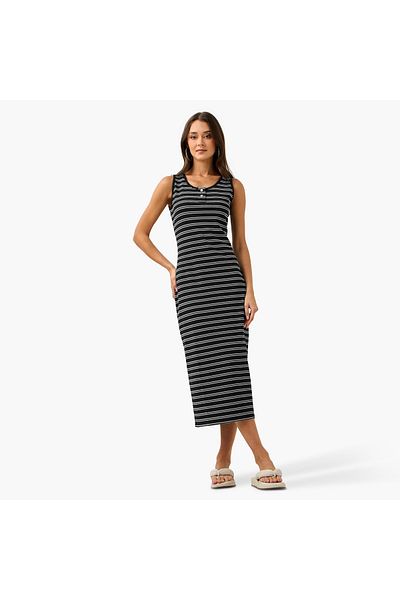 Lee Cooper Lee Cooper Striped Sleeveless A-Line Midi Dress