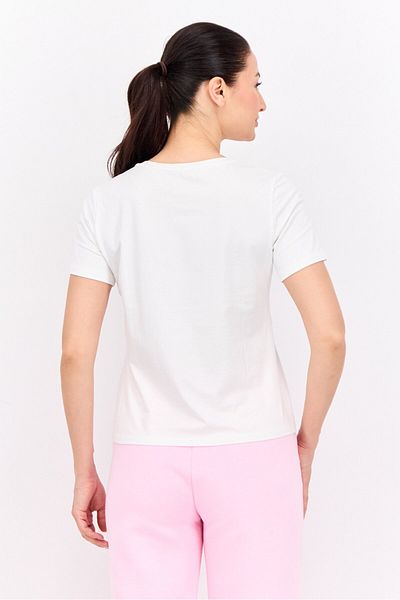 Steve Madden Women Round Neck Short Sleeves Graphic Print Top, White