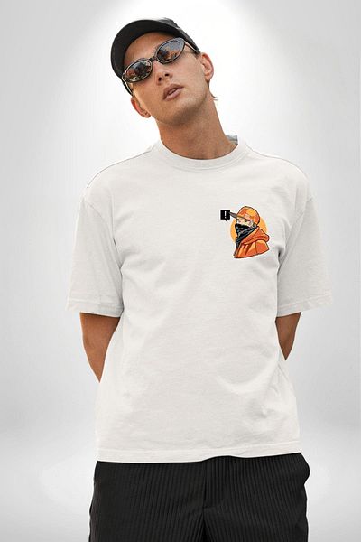 Angemiel Street Style Printed Graphic Design for Teenagers White Oversize Women Men Front Minimal Printed T-Shirt