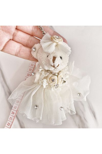 pegu baby collection سلسلة مفاتيح تيدي بير من القطيفة، إكسسوار حقيبة، هدية