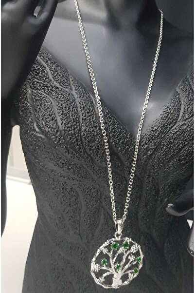 vogutima jewelery&silver by timuçin mavili Steel Xuping Green Zircon Stone White Color Tree of Life Gift Necklace for Lover, Mother, Friend