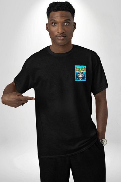 Angemiel Tropical Island Design with Donkey Summer Black Oversize Women's Men's Front Minimal Printed T-Shirt