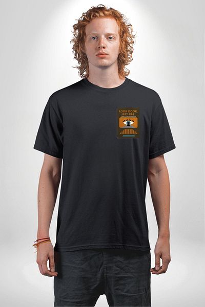 Angemiel Look Door, Get Key Adventure Games Writing Guide Black Oversize Women Men Front Minimal Printed Tee