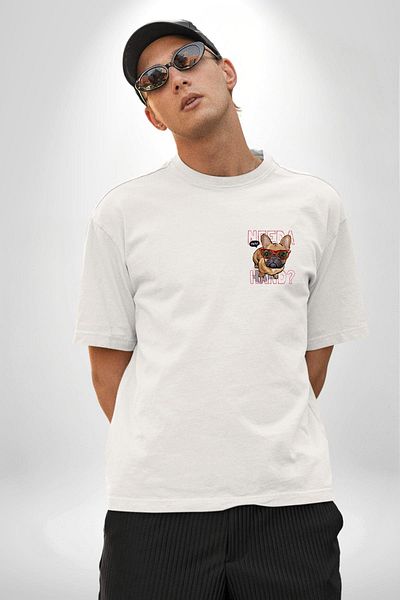Angemiel Need a Hand Printed Funny and Cute Design White Oversize Women's Men's Front Minimal Printed T-Shirt